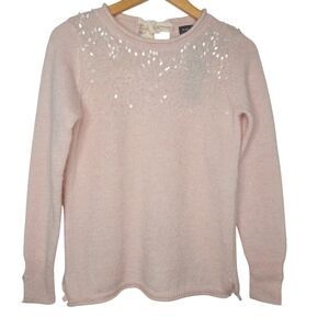 Mint Velvet Womens Winter Rose Pink Powder Sequins Mohair Wool Knit Sweater 4